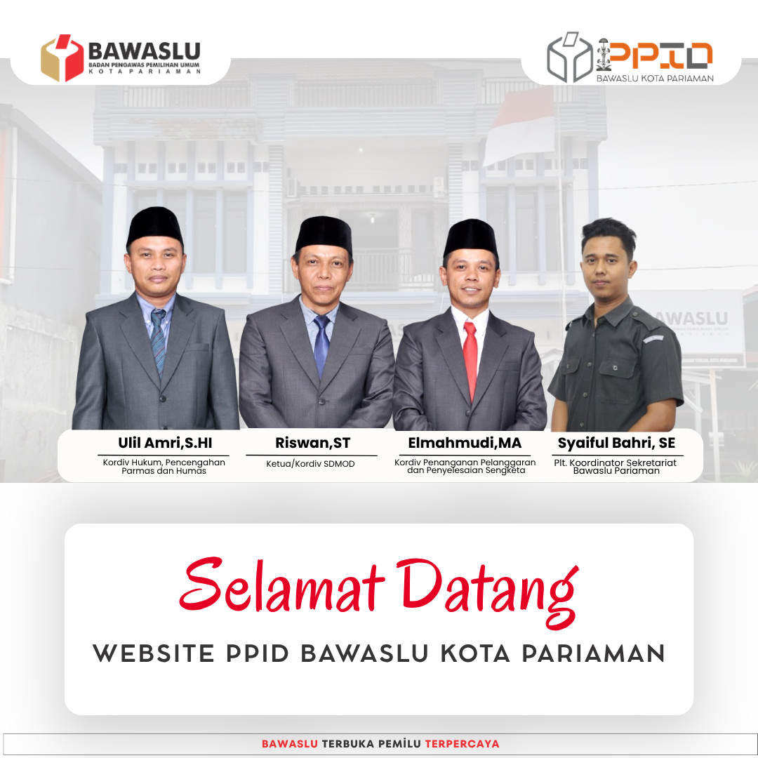 SELAMAT DATANG DI PPID BAWASLU KOTA PARIAMAN