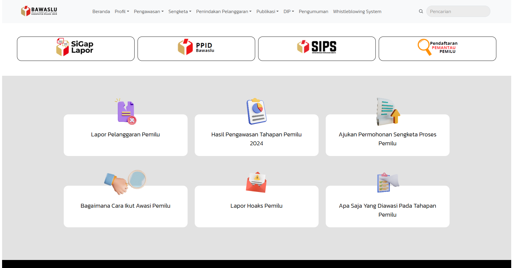 Website Resmi Bawaslu Kabupaten Muara Enim