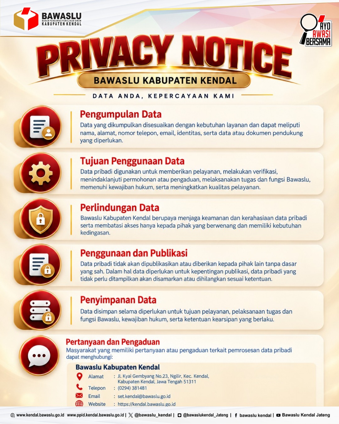 Privacy Notice Bawaslu Kabupaten Kendal